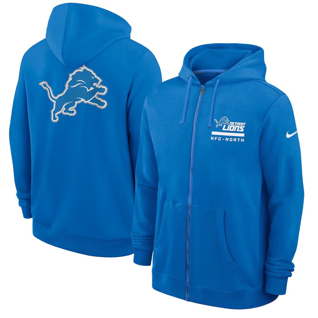 Men 2026 NFL Detroit Lions zip-up hoodie Blue 01->detroit lions->NFL Jersey